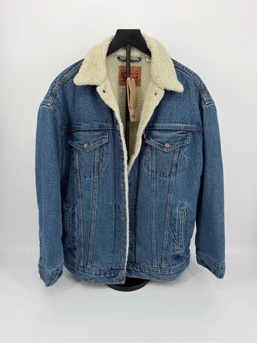 Levi's Baggy Trucker Jacket Sherpa Lined Denim Jean Jacket Men's M NWT